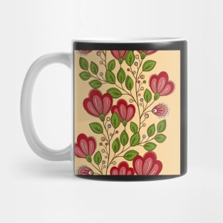 Colored Striped Pattern with Vintage Floral Motifs Mug